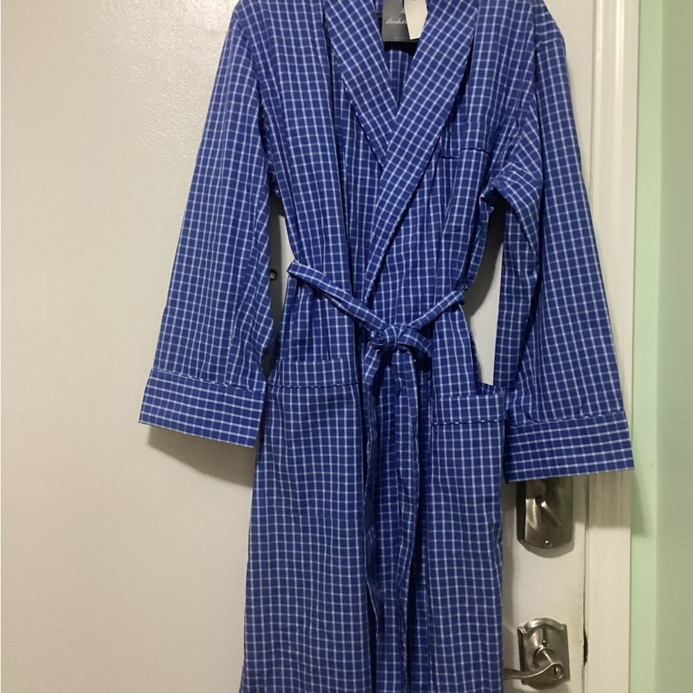 Brooks Brothers Blue Checkered Men's Robe